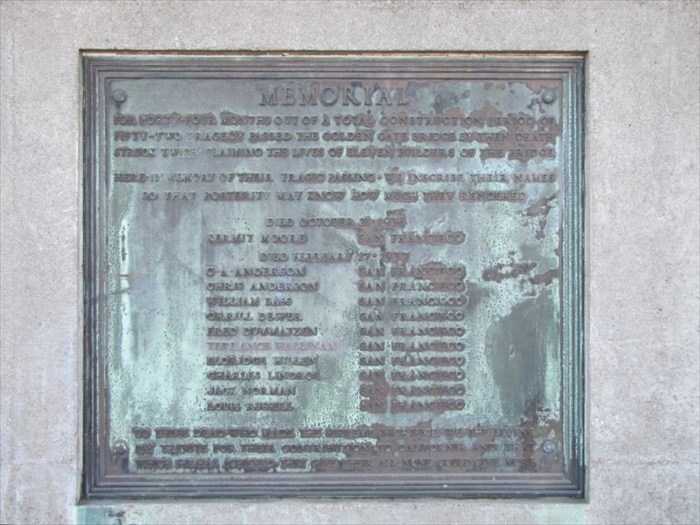 Golden Gate Bridge memorial plaque