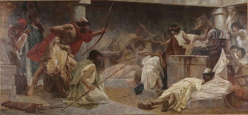 Painting of Odysseus and Suitors