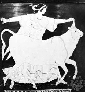 Zeus disguised as a bull with Europa