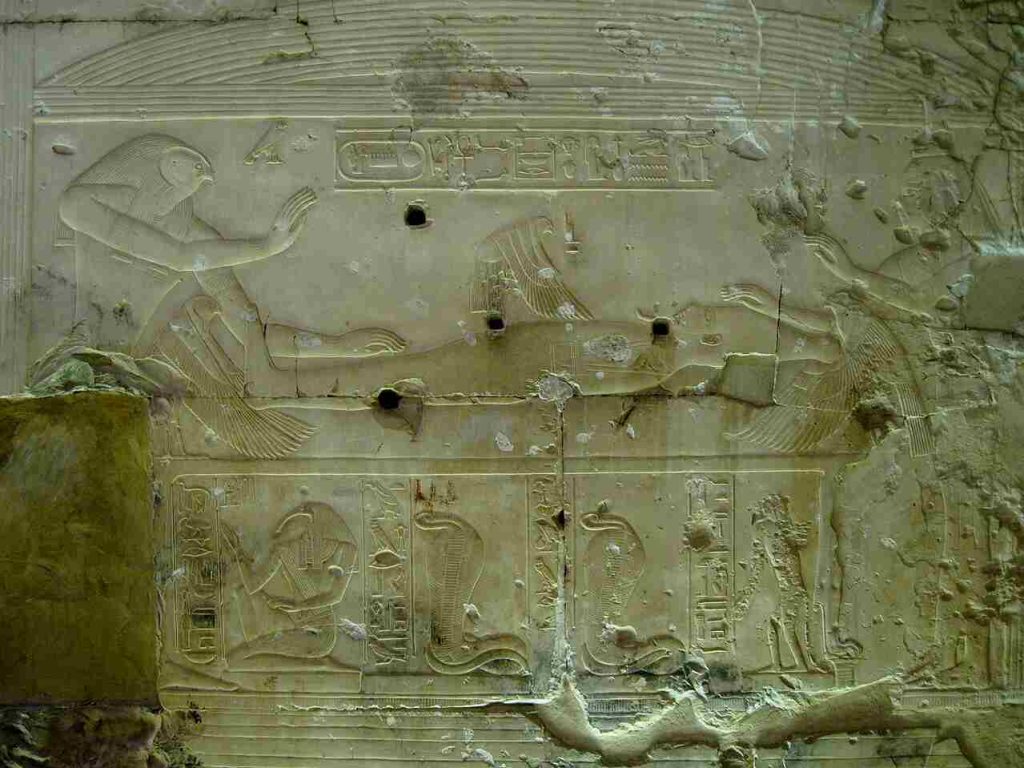 Relief showing the dismemberment of Osiris by Seth