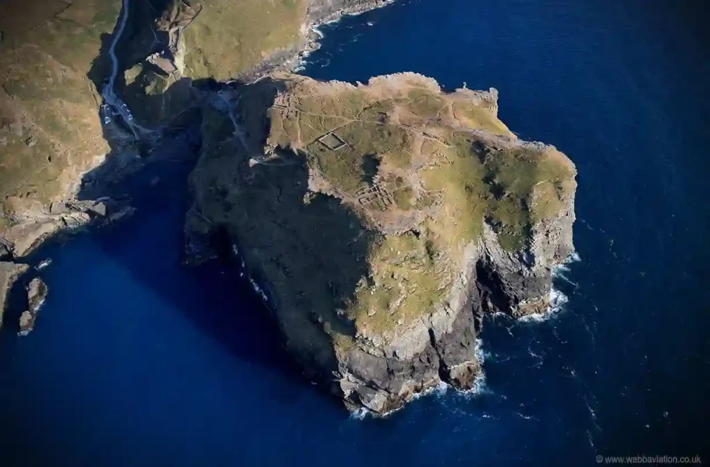 Tintagel Castle aerial view Cornwall